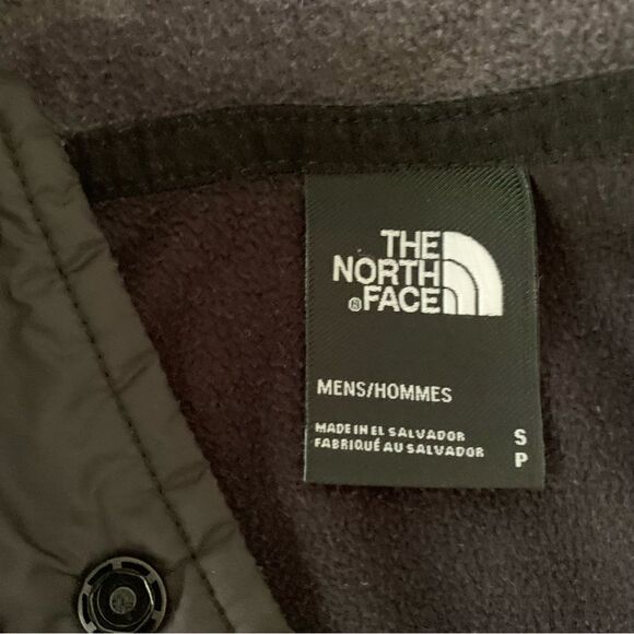 Northface Mens Camo Snap Collar Fleece Gray Black Pullover Sz S - Picture 3 of 8